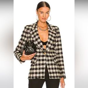 New Smythe lounge jacket blazer good black tan check 2 xs tweed Paris